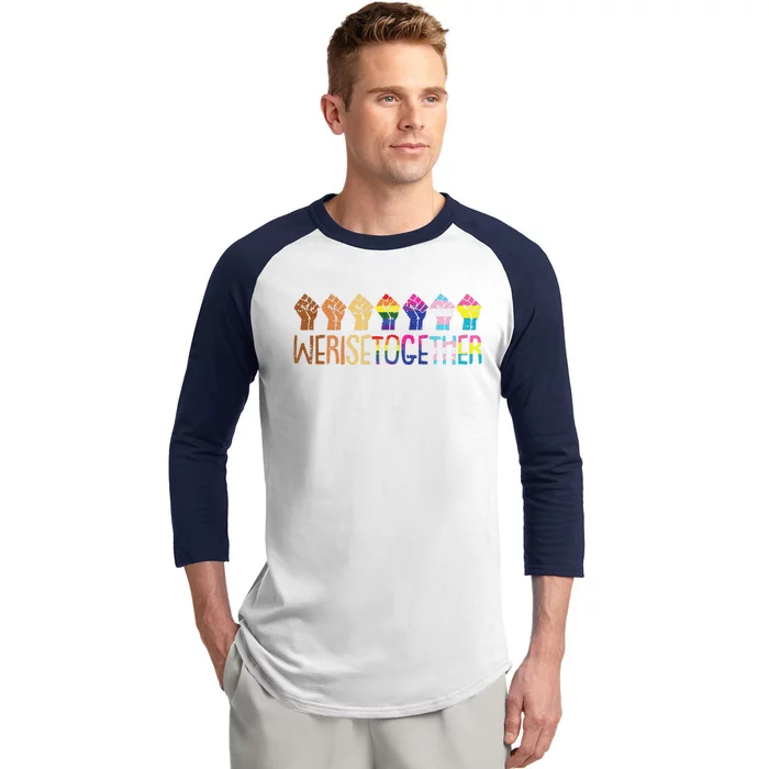 We Rise Together Lgbtq Pride Social Justice Equality Ally Baseball Sleeve Shirt