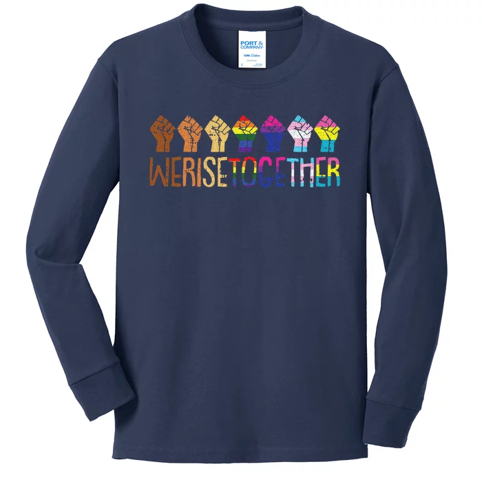 We Rise Together Lgbtq Pride Social Justice Equality Ally Kids Long Sleeve Shirt