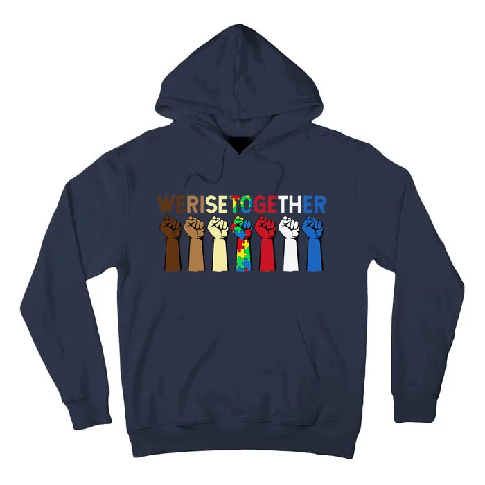 We Rise Together Puzzle Inspirational Autism Awareness Gift Tall Hoodie