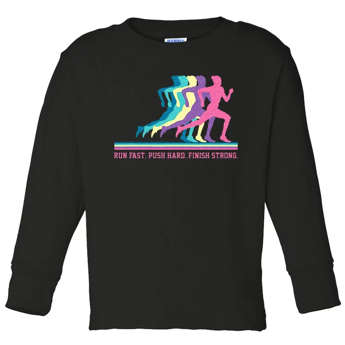 Women Running Track & Field Runner Motivational Training Toddler Long Sleeve Shirt