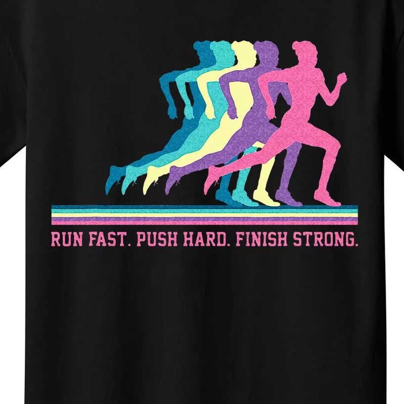 Women Running Track & Field Runner Motivational Training Kids T-Shirt