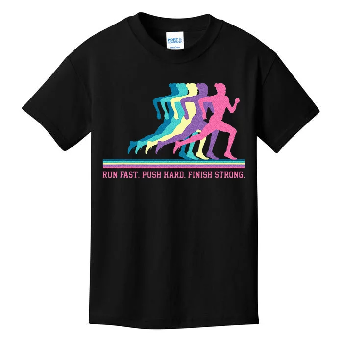 Women Running Track & Field Runner Motivational Training Kids T-Shirt