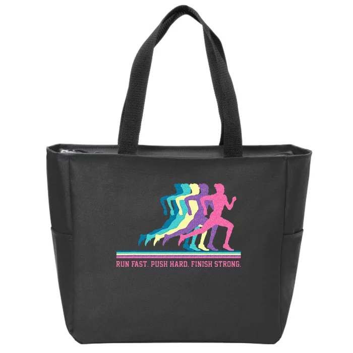 Women Running Track & Field Runner Motivational Training Zip Tote Bag