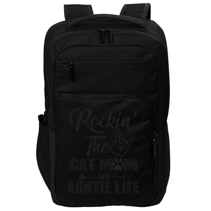 Womens Rockin' The Cat Mom And Auntie Life Mother's Day Gifts Impact Tech Backpack