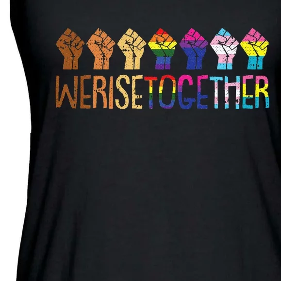 We Rise Together LGBTQ Pride Social Justice Equality Ally Ladies Essential Flowy Tank