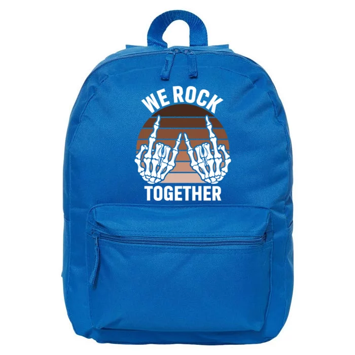 We Rock Together Rocker Skeleton Hand Retro Sunset Funny Gift 16 in Basic Backpack