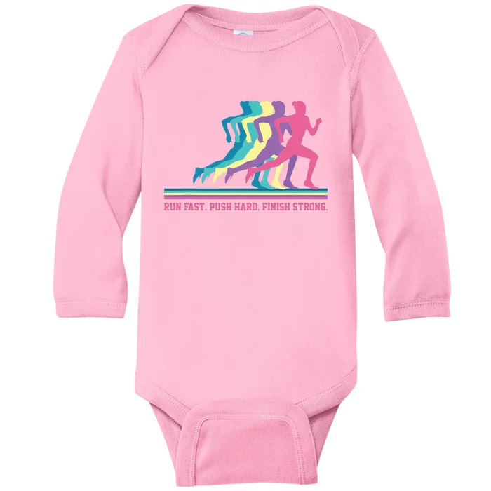 Women Running Track Field Runner Motivational Training Baby Long Sleeve Bodysuit