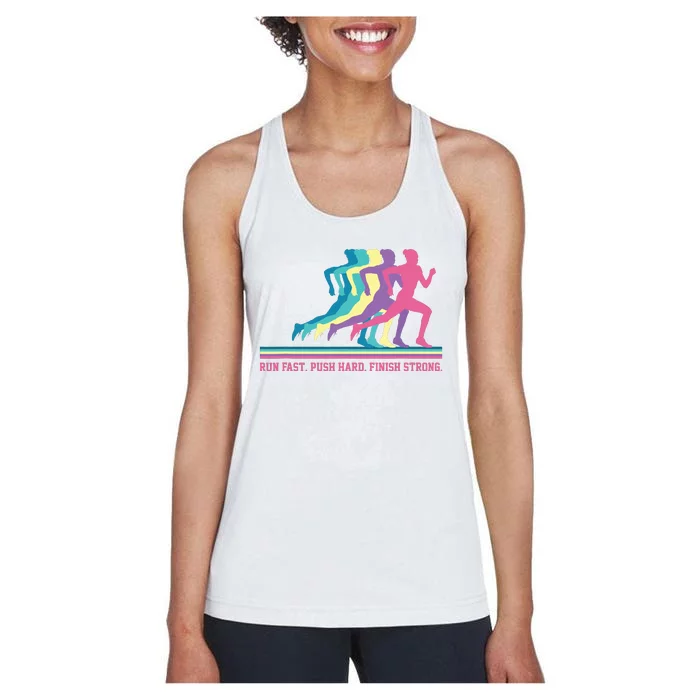 Women Running Track Field Runner Motivational Training Women's Racerback Tank