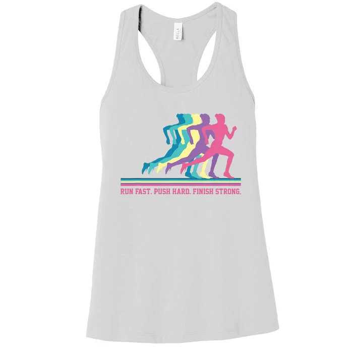 Women Running Track Field Runner Motivational Training Women's Racerback Tank