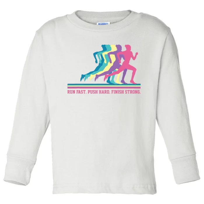 Women Running Track Field Runner Motivational Training Toddler Long Sleeve Shirt