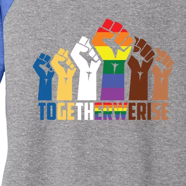 We Rise Together Equality Social Justice Design Gift Women's Tri-Blend 3/4-Sleeve Raglan Shirt