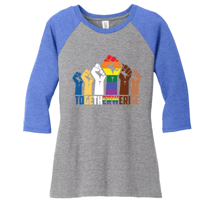 We Rise Together Equality Social Justice Design Gift Women's Tri-Blend 3/4-Sleeve Raglan Shirt