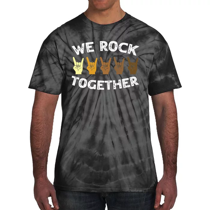 We Rock Together Rocker Skeleton Hand Tie-Dye T-Shirt