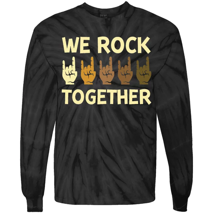 We Rock Together Hands Rock Lovers Tie-Dye Long Sleeve Shirt