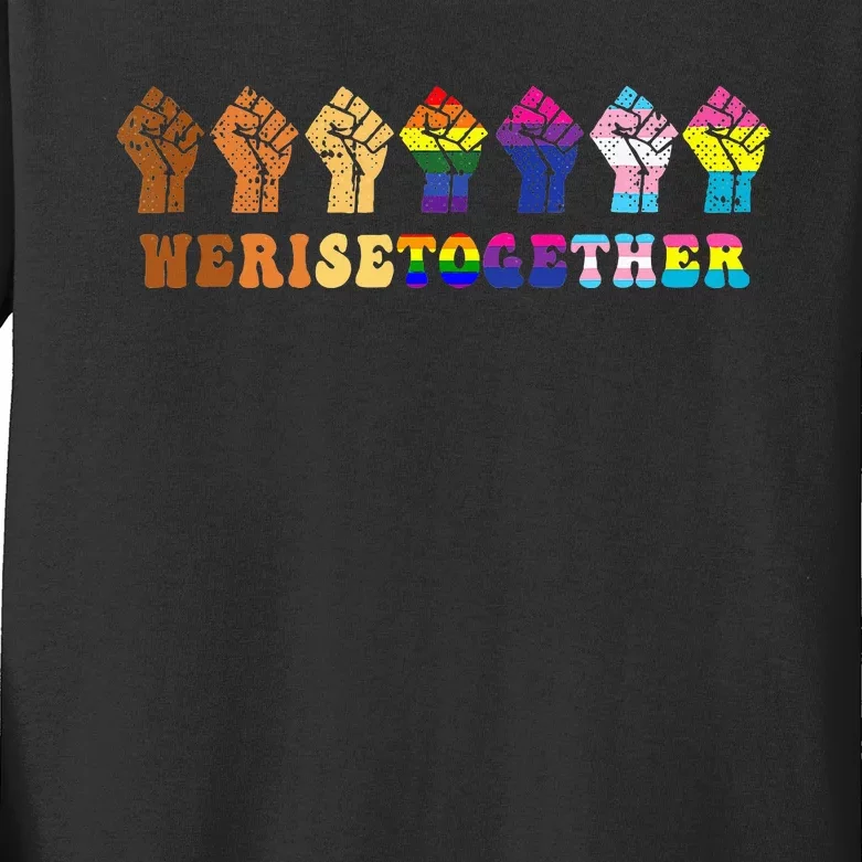 We Rise Together Lgbt Q Pride Social Justice Equality Ally Kids Long Sleeve Shirt