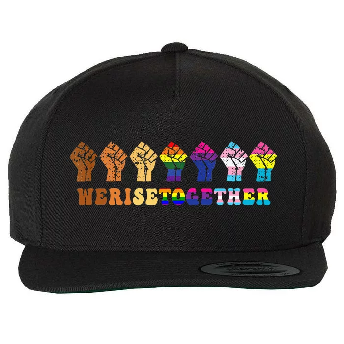 We Rise Together Lgbt Q Pride Social Justice Equality Ally Wool Snapback Cap