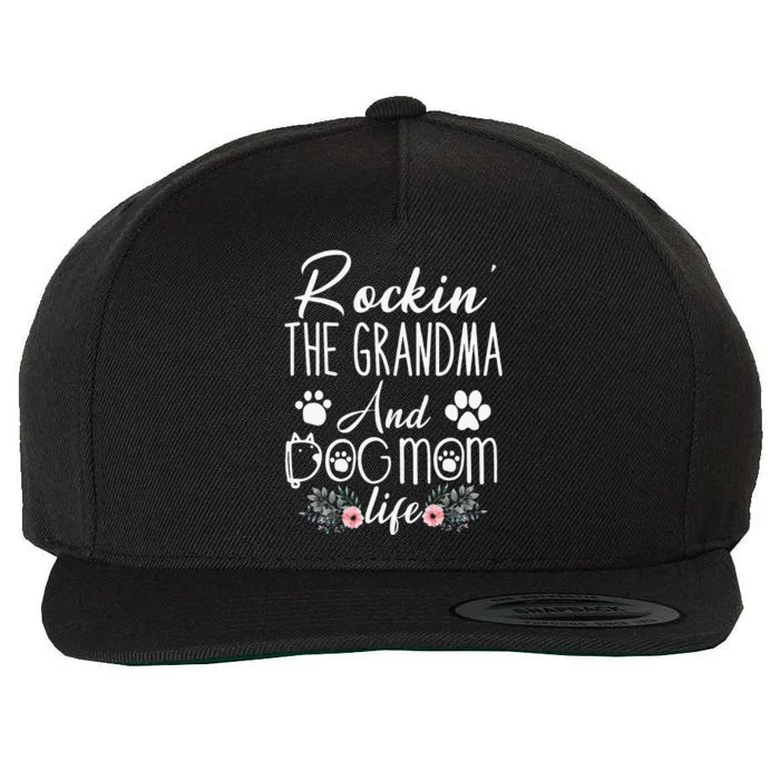 Womens Rockin' The Grandma And Dog Mom Life Mother's Day Gifts Wool Snapback Cap