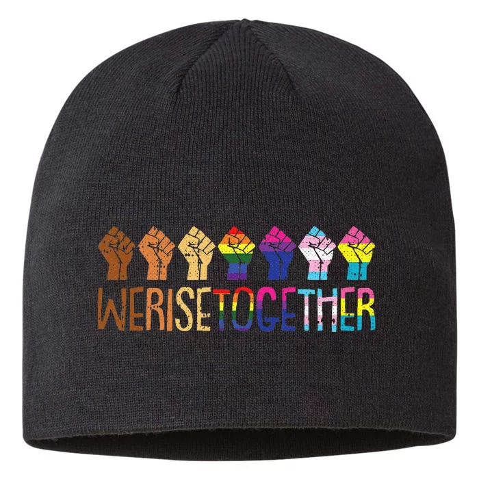 We Rise Together LGBTQ Pride Social Justice Equality Ally 8 1/2in Sustainable Knit Beanie