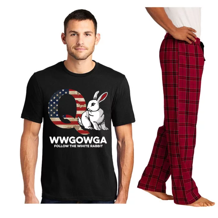 White Rabbit US Flag Q Anon Pajama Set