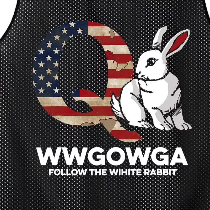 White Rabbit US Flag Q Anon Mesh Reversible Basketball Jersey Tank