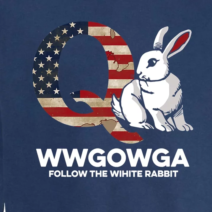 White Rabbit US Flag Q Anon Garment-Dyed Sweatshirt