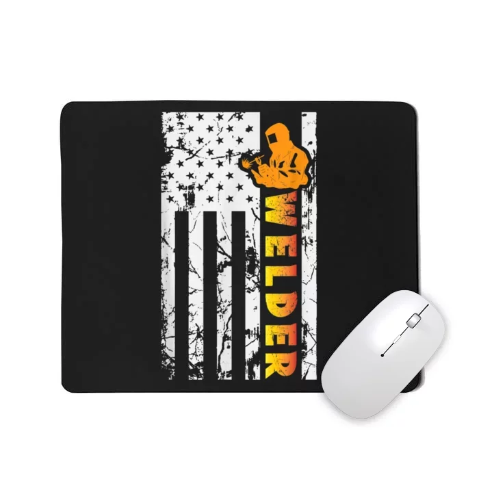 Welder Retro Vintage USA American Flag Welder Funny Welding Mousepad