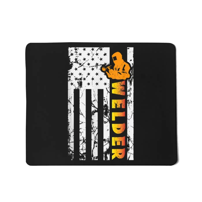 Welder Retro Vintage USA American Flag Welder Funny Welding Mousepad