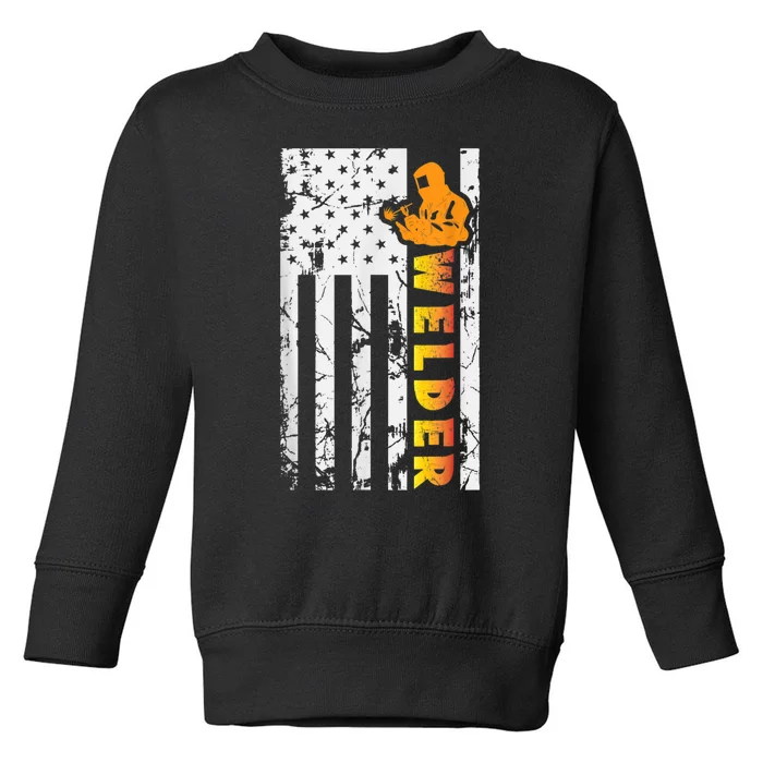 Welder Retro Vintage USA American Flag Welder Funny Welding Toddler Sweatshirt