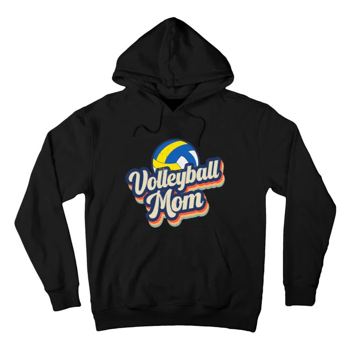 Wo Retro Volleyball Mom Funny Vintage Softball Mom Mother's Day Tall Hoodie