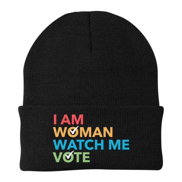 Woman Right Vote I Am Woman Watch Me Vote Knit Cap Winter Beanie