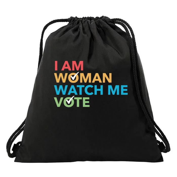 Woman Right Vote I Am Woman Watch Me Vote Drawstring Bag