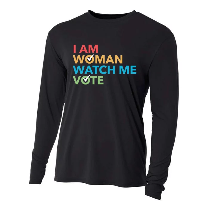 Woman Right Vote I Am Woman Watch Me Vote Cooling Performance Long Sleeve Crew