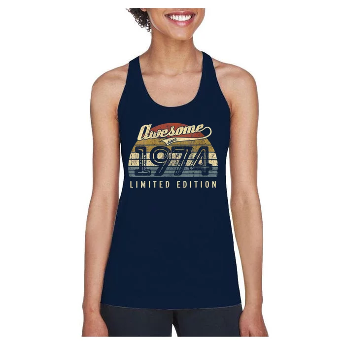 Womens Retro Vintage 1974 Limited Edition 48th Birthday 48 Year Old VNeck Women's Racerback Tank