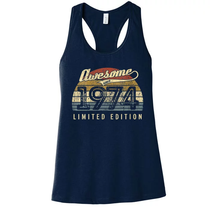 Womens Retro Vintage 1974 Limited Edition 48th Birthday 48 Year Old VNeck Women's Racerback Tank