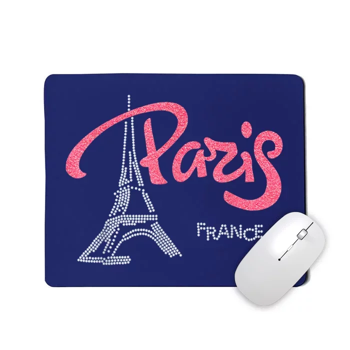 Women's Rhinestone & Vinyl Fitted Tight Pink Paris Eiffel Mousepad