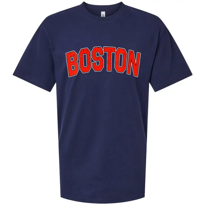 Womens Retro Vintage Boston Massachusetts State Boston Varsity Sueded Cloud Jersey T-Shirt