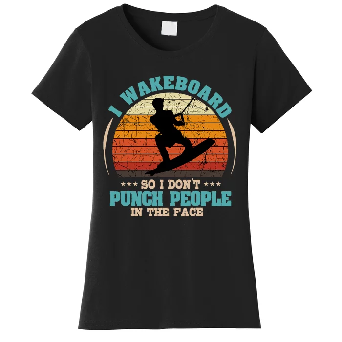 Wakeboarding Retro Vintage Wakeboard Wakesurfing Water Sport Women's T-Shirt