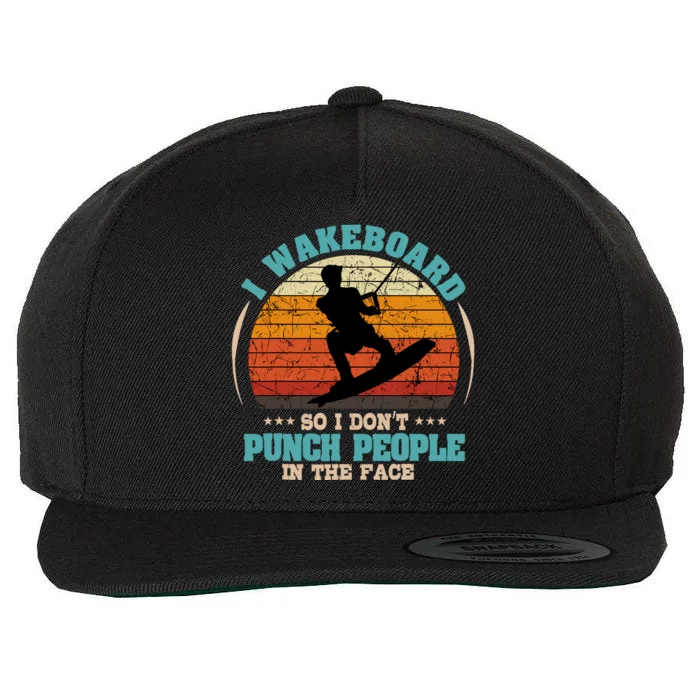 Wakeboarding Retro Vintage Wakeboard Wakesurfing Water Sport Wool Snapback Cap