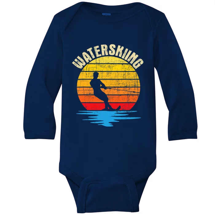 Waterskiing Retro Water Ski Waterskier Watersports Baby Long Sleeve Bodysuit