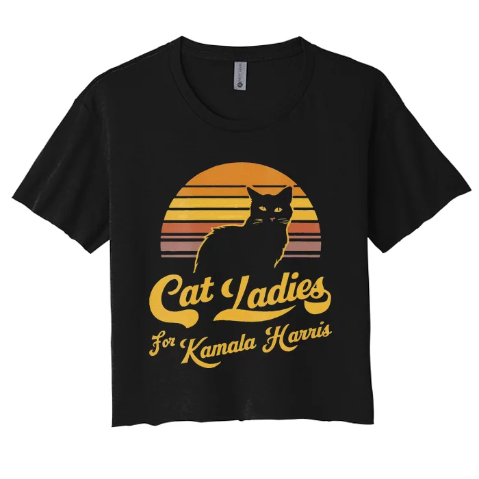 Women Retro Women Kamala Harris Cat Lady Gift Women's Crop Top Tee