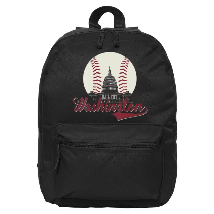 Womens Retro Washington DC Baseball National Mall Silhouette Sport 16 in Basic Backpack