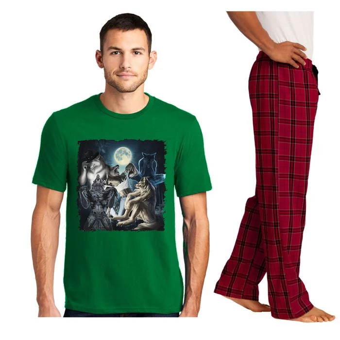 Wolf Ripping Werewolf Alpha Wolf Funny Oddly Meme Pajama Set