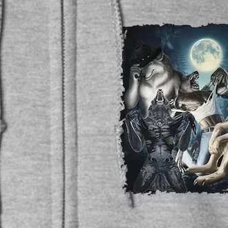 Wolf Ripping Werewolf Alpha Wolf Funny Oddly Meme Full Zip Hoodie