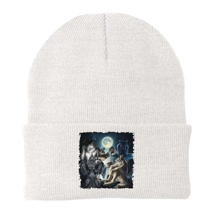 Wolf Ripping Werewolf Alpha Wolf Funny Oddly Meme Knit Cap Winter Beanie