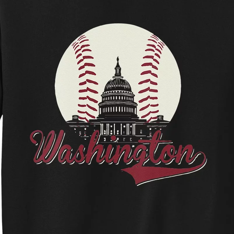 Womens Retro Washington DC Baseball National Mall Silhouette Sport Tall Sweatshirt