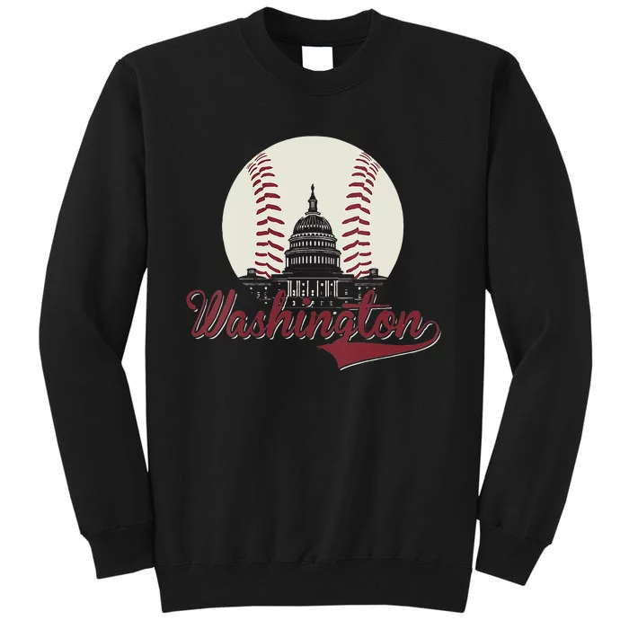 Womens Retro Washington DC Baseball National Mall Silhouette Sport Tall Sweatshirt