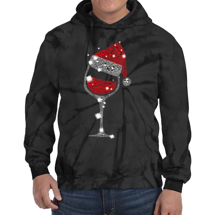 Womens Red Wine Glass Christmas Tee Funny Santa Hat Xmas Gift VNeck TShirt Tie Dye Hoodie