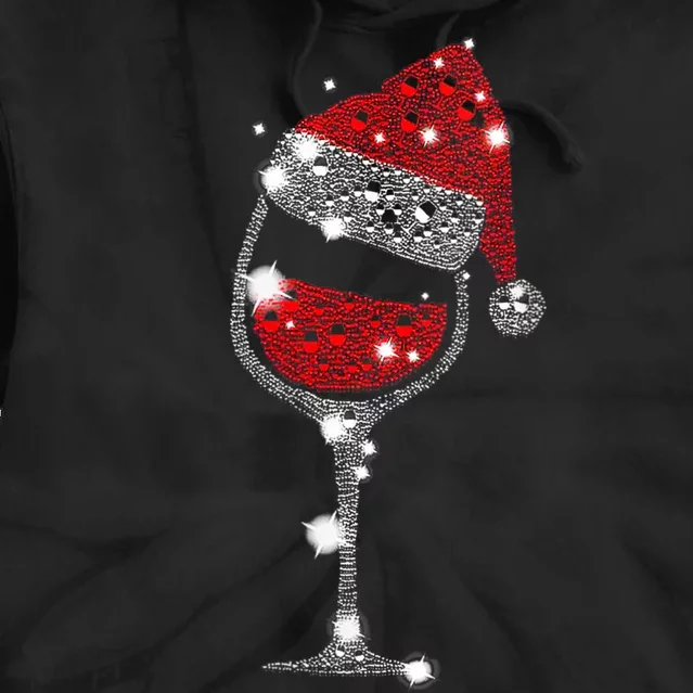 Womens Red Wine Glass Christmas Tee Funny Santa Hat Xmas Gift VNeck TShirt Tie Dye Hoodie