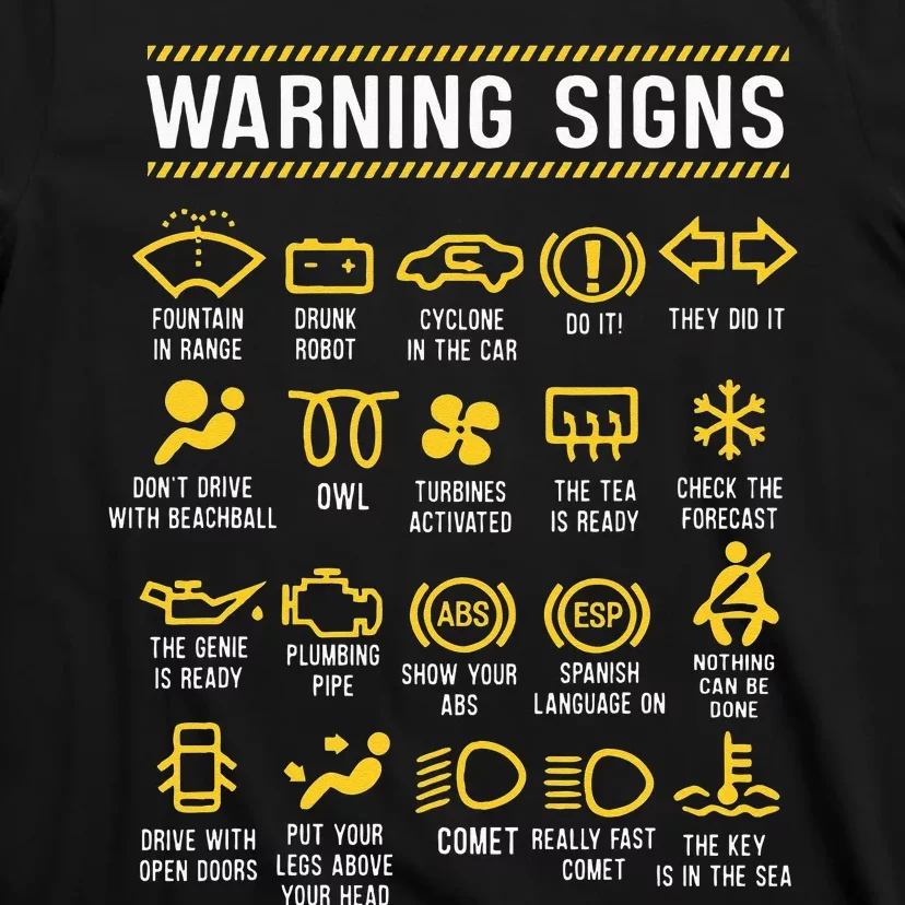 Warning Signs 101 Funny Car Mechanic T-Shirt