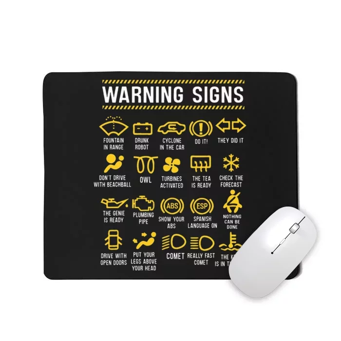 Warning Signs 101 Funny Car Mechanic Mousepad